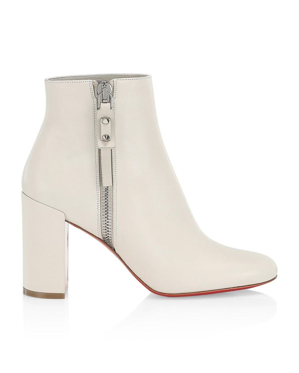 Christian Louboutin Ziptotal Leather Booties in White | Lyst