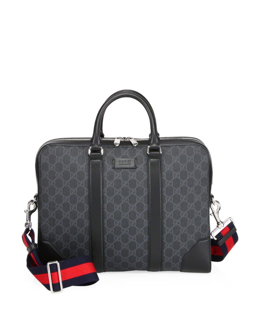 Gucci GG Leather Briefcase in Black for Men Lyst