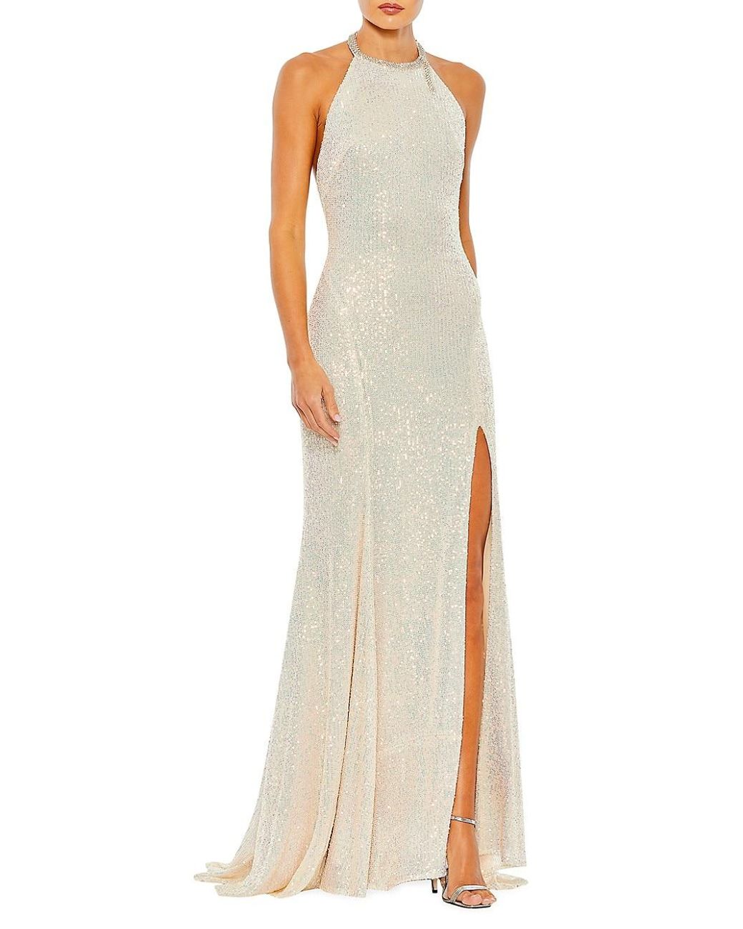 Mac Duggal Ieena Sequin Highneck Column Gown Lyst