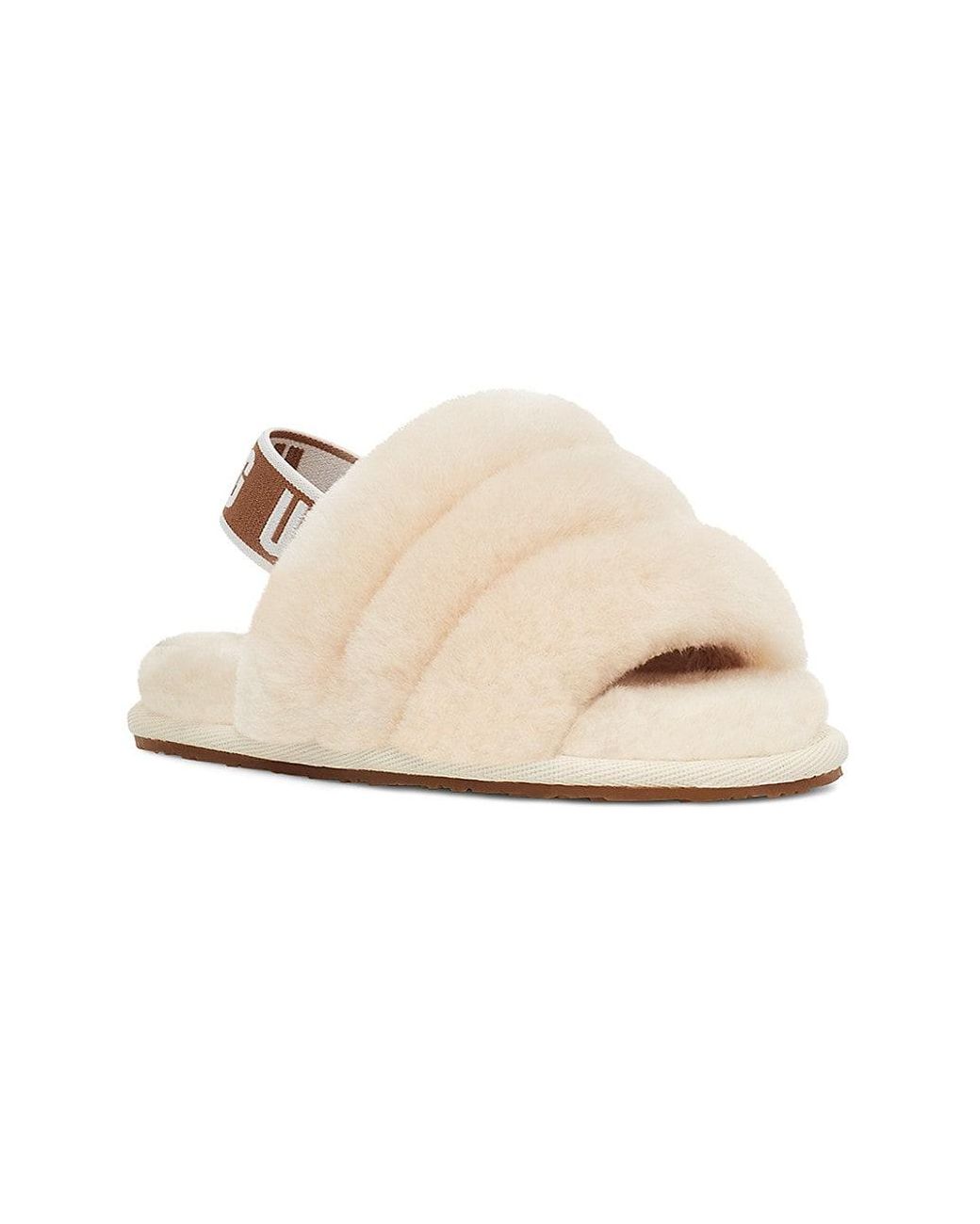 UGG Kid's Fluff Yeah Sheepskin Slingback Slippers in Natural | Lyst