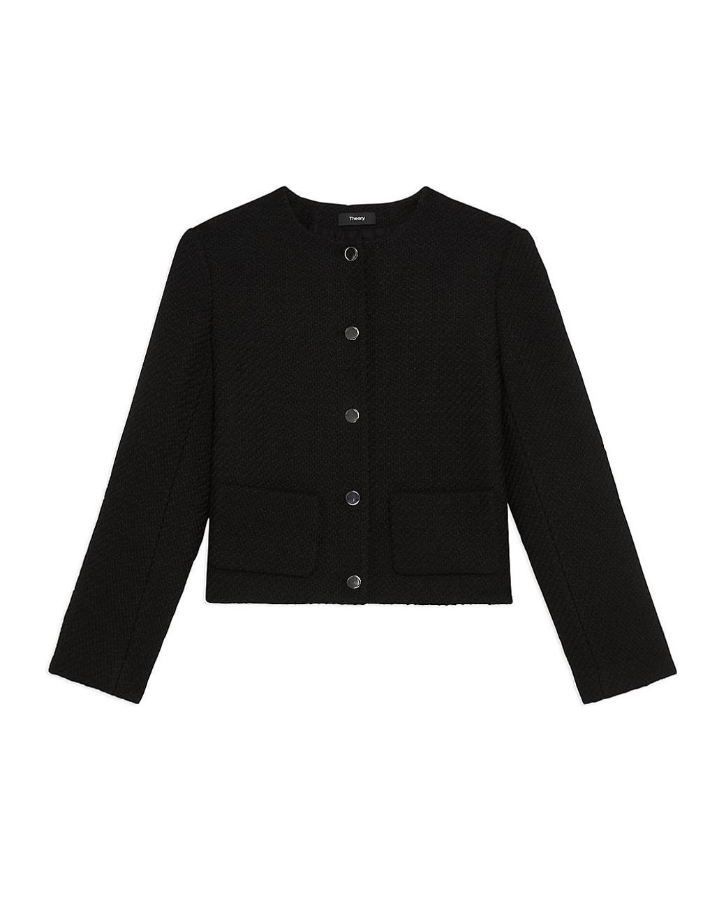 Theory Woolblend Cropped Jacket in Black Lyst