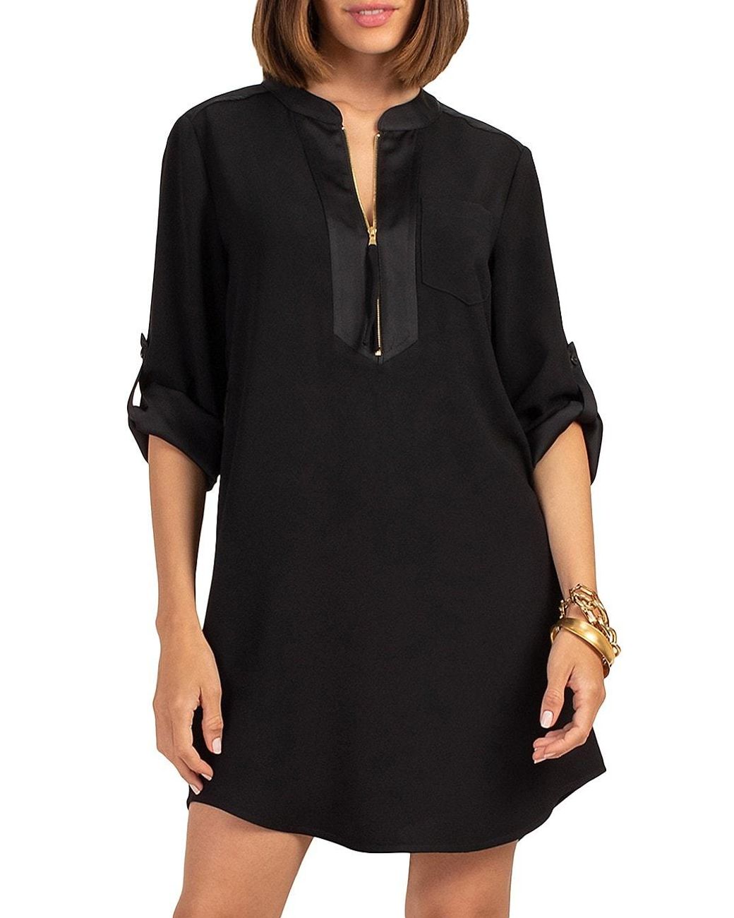 Trina Turk Kaiko Halfzip Shift Dress in Black Lyst