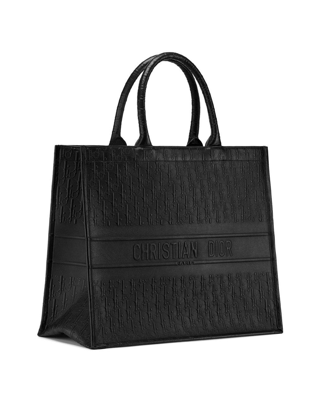 Dior Oblique Embossed Leather Book Tote in Black | Lyst