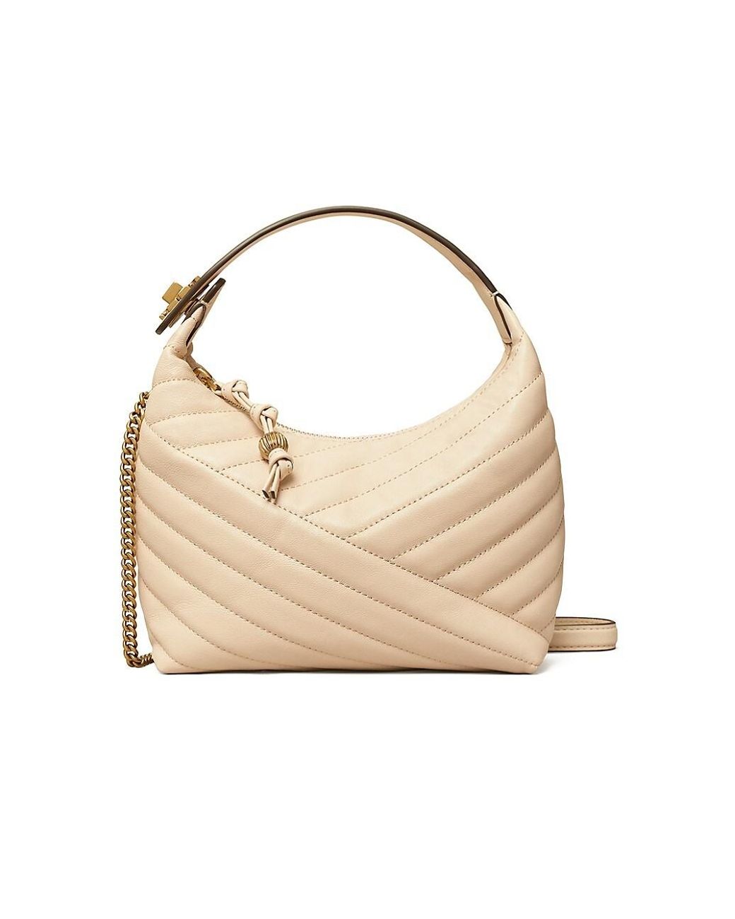 Tory Burch Kira Chevron Leather Crescent Bag in Natural Lyst