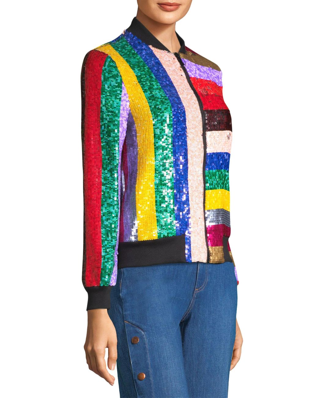 Olivia Cotton Lonnie Sequin Bomber 