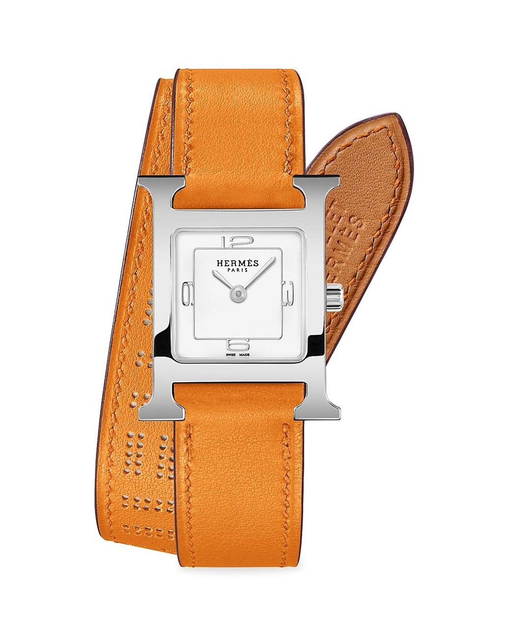 Hermès Heure H 21mm Stainless Steel & Leather Doublewrap Strap Watch