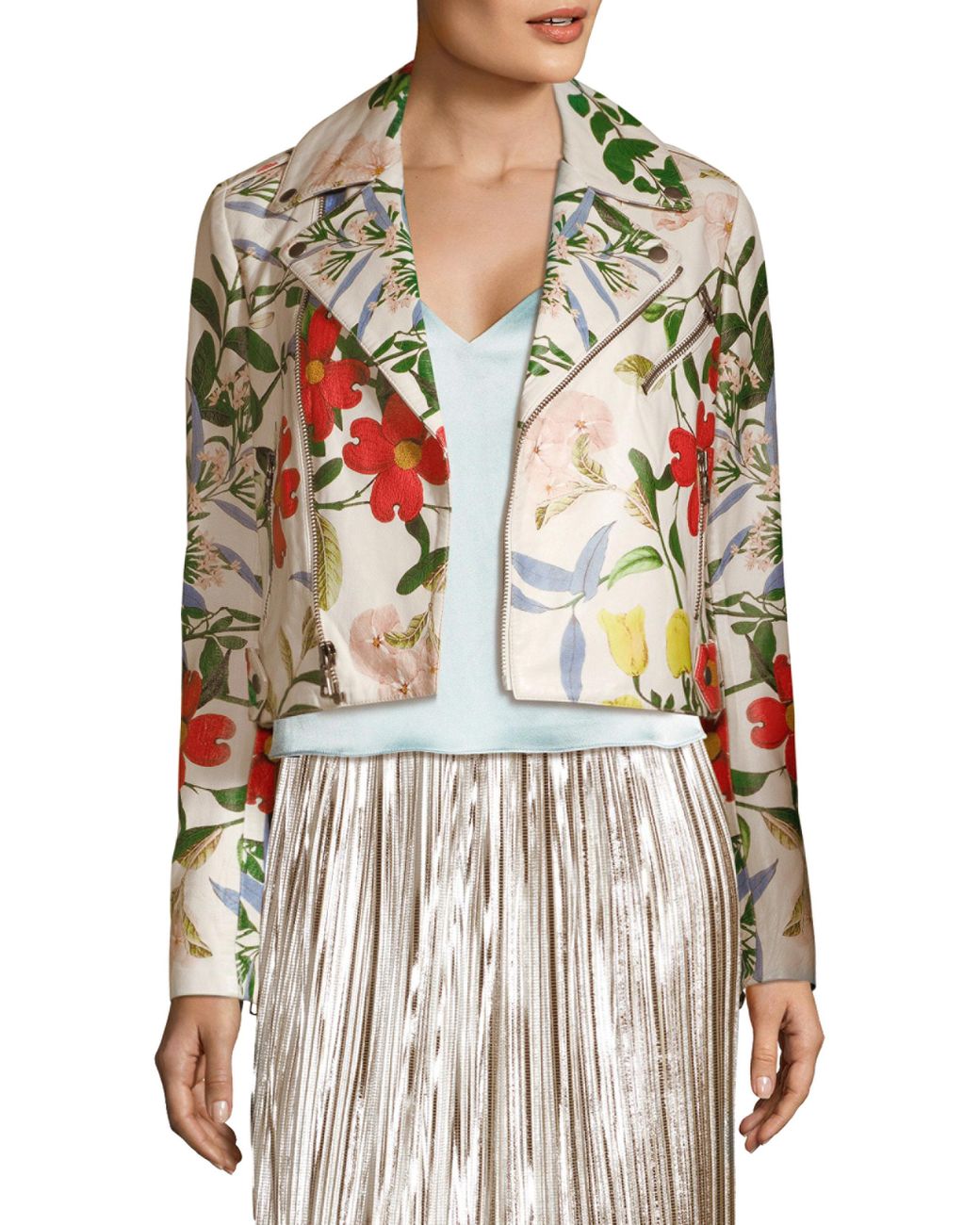 Alice + Olivia Floral Leather Jacket | Lyst