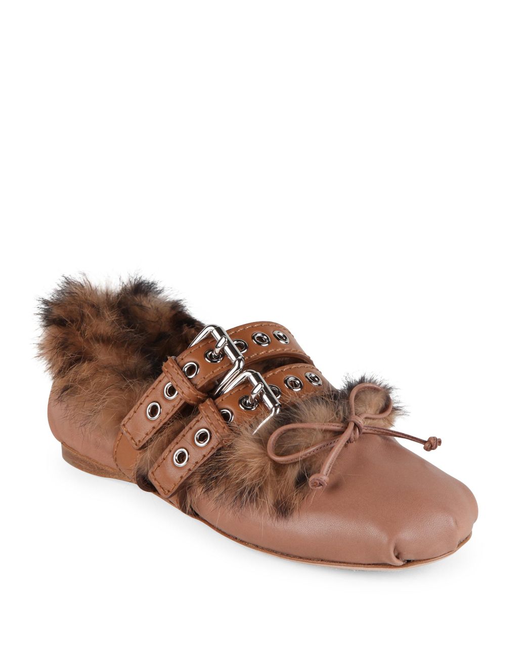 miu miu fur ballet flats