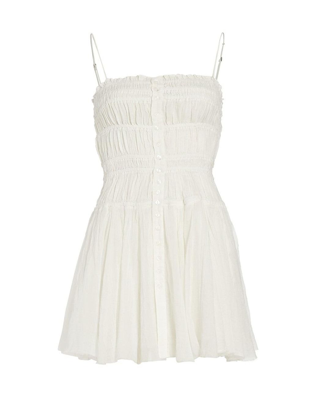 Free People Lausanne Shirred Cotton Minidress in White | Lyst