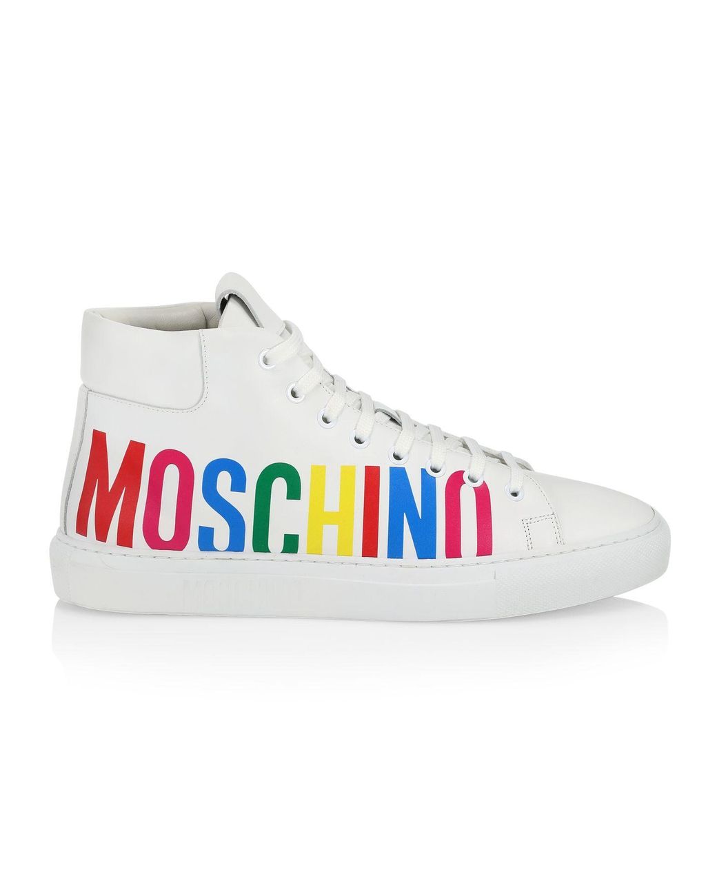 moschino logo leather platform sneakers