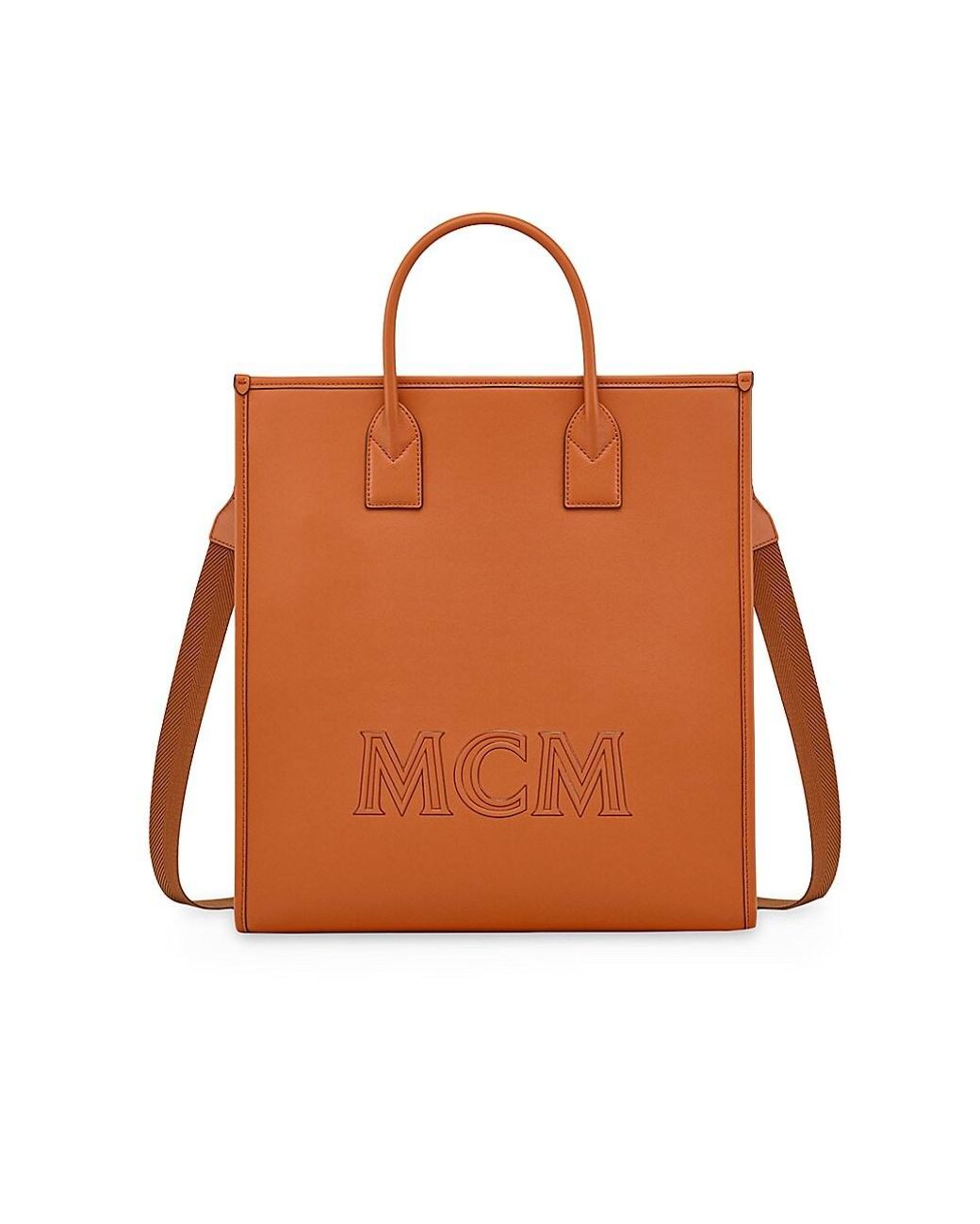 MCM Klassik Leather Tote Bag in Orange for Men Lyst