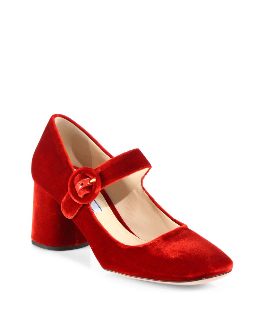 prada suede block heel pumps