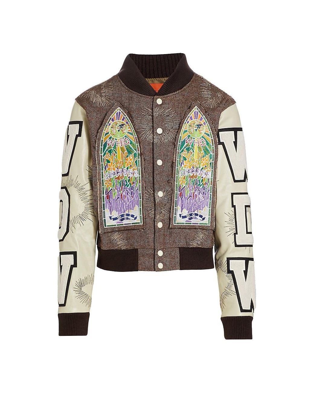 Who Decides War Namesake Leather Varsity Jacket in Brown for Men Lyst