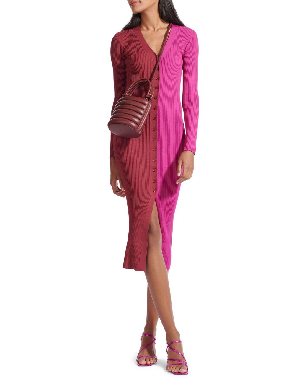 STAUD Synthetic Shoko Colorblock Sweater Dress - Lyst