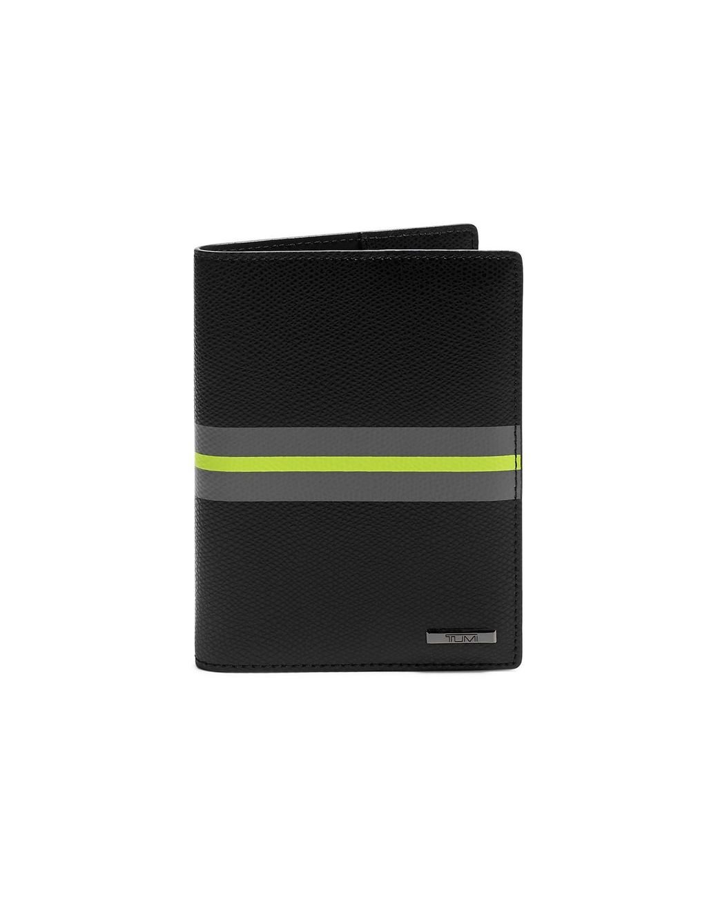 Tumi Leather Province Slg Passport Cover in Black Stripe (Black) for