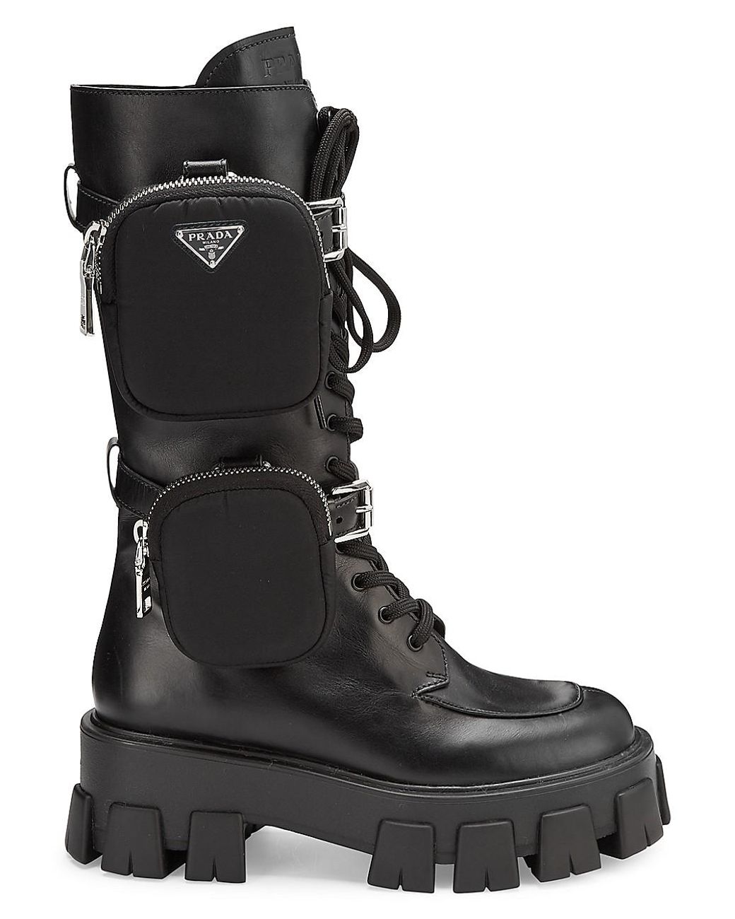 prada lug sole leather bootie