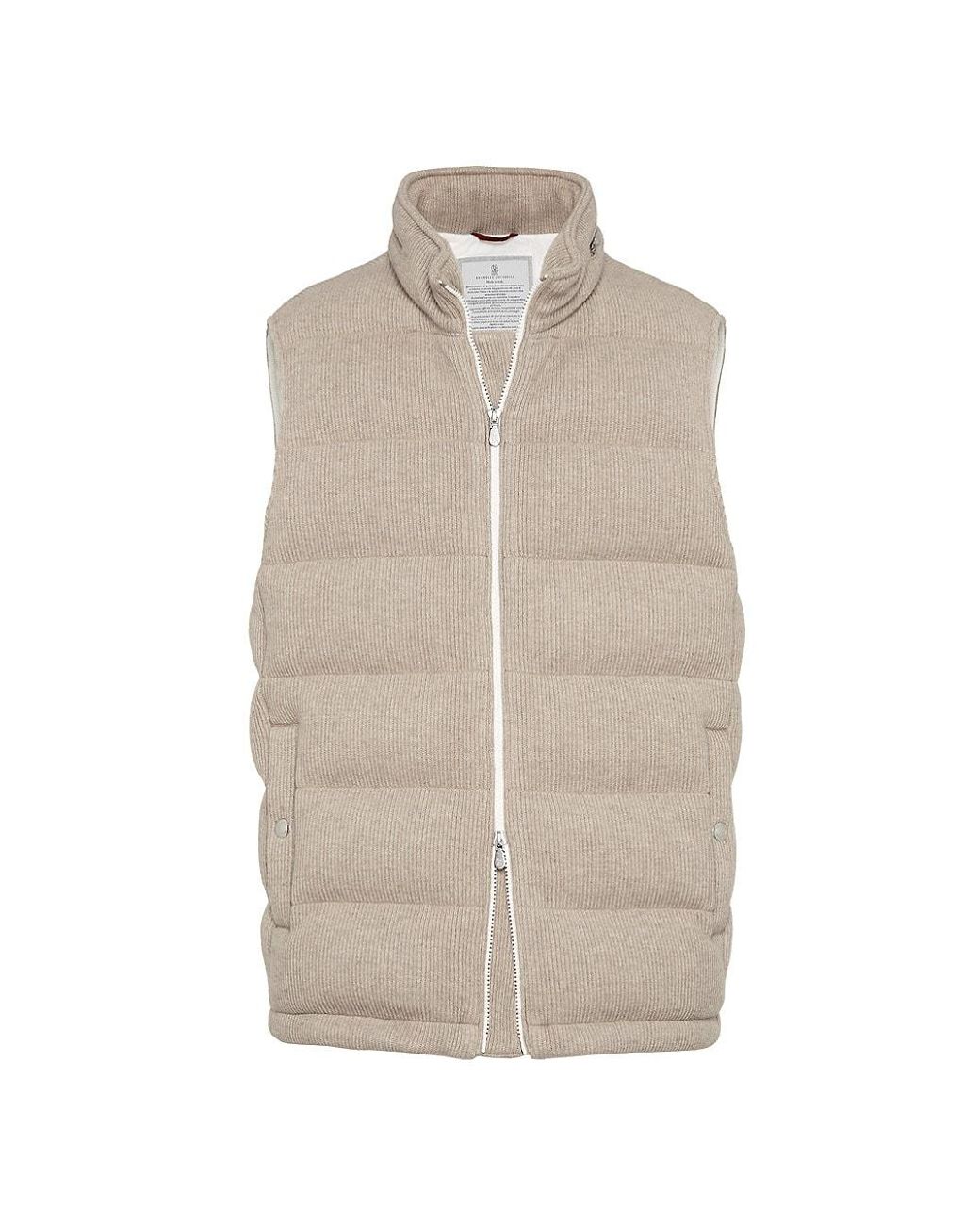 Brunello Cucinelli Cashmere English Rib Knit Down Vest With Packable ...