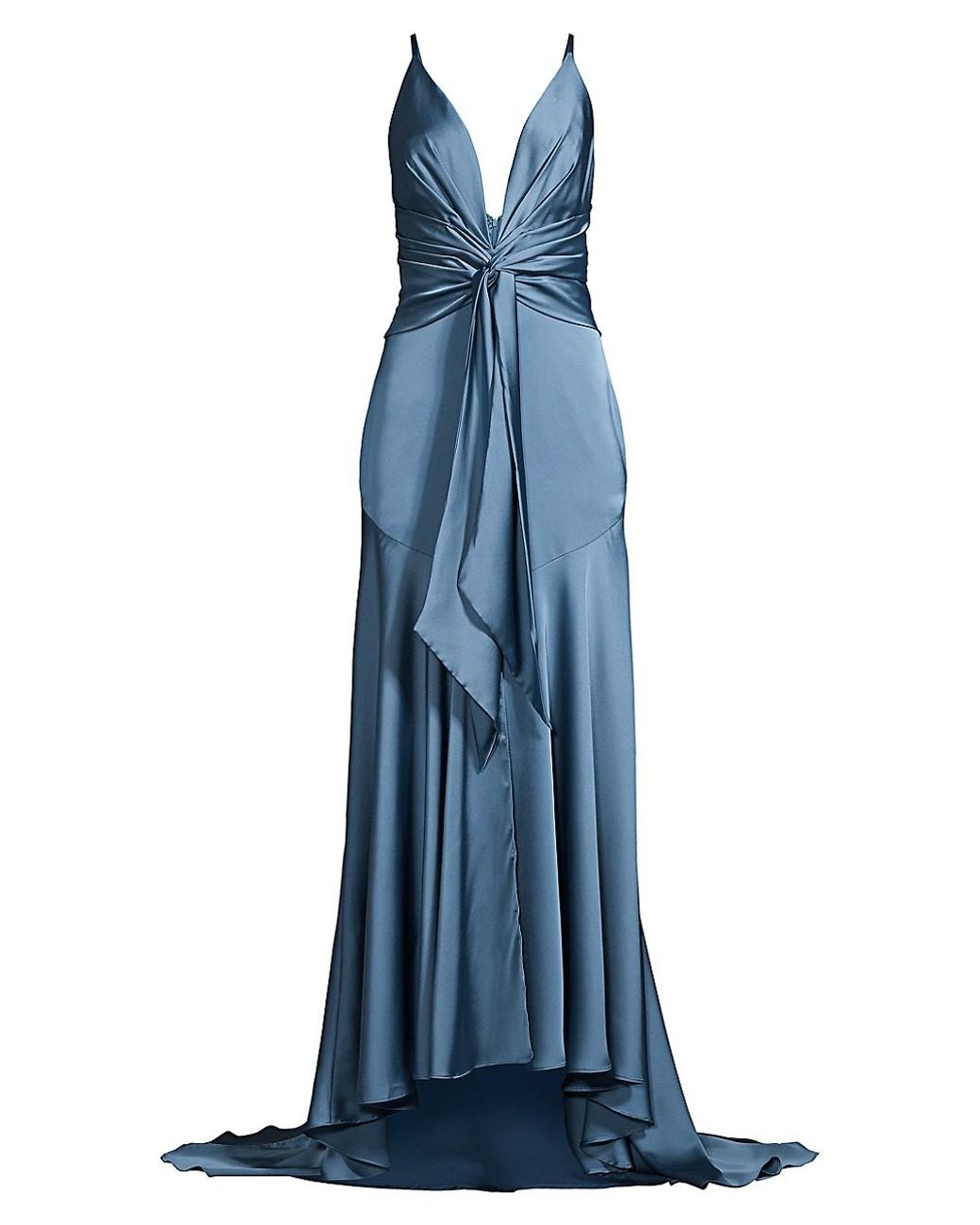 Fame & Partners Lake Draped Satin Gown in Blue | Lyst