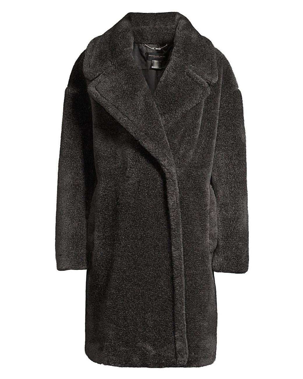 Donna Karan Faux Fur Teddy Coat in Gray | Lyst