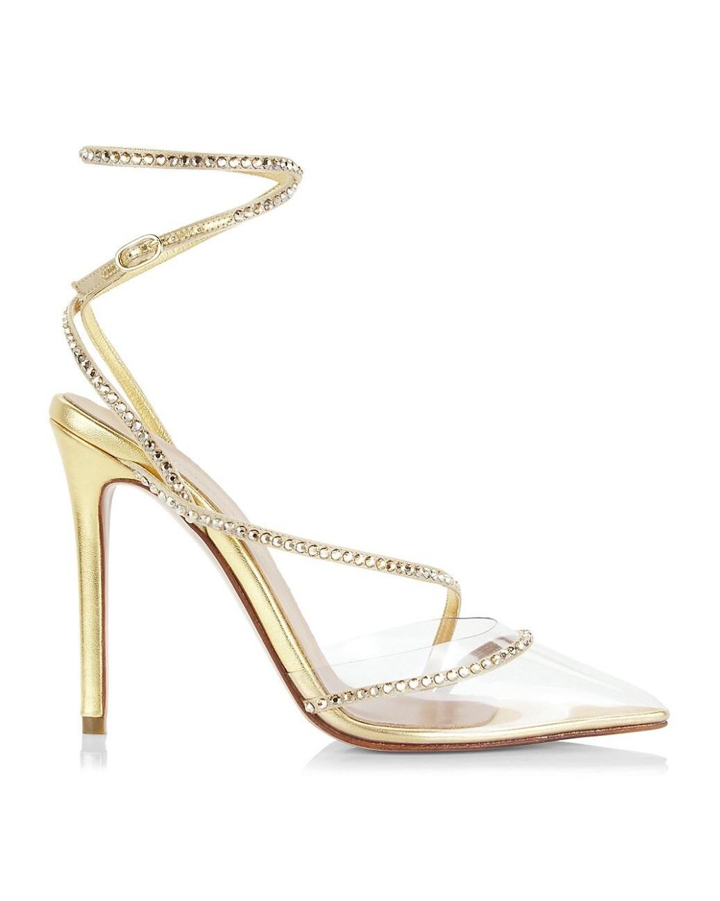 Andrea Wazen Dassy Sunset Leather & Crystal Pumps in Gold (Metallic) | Lyst