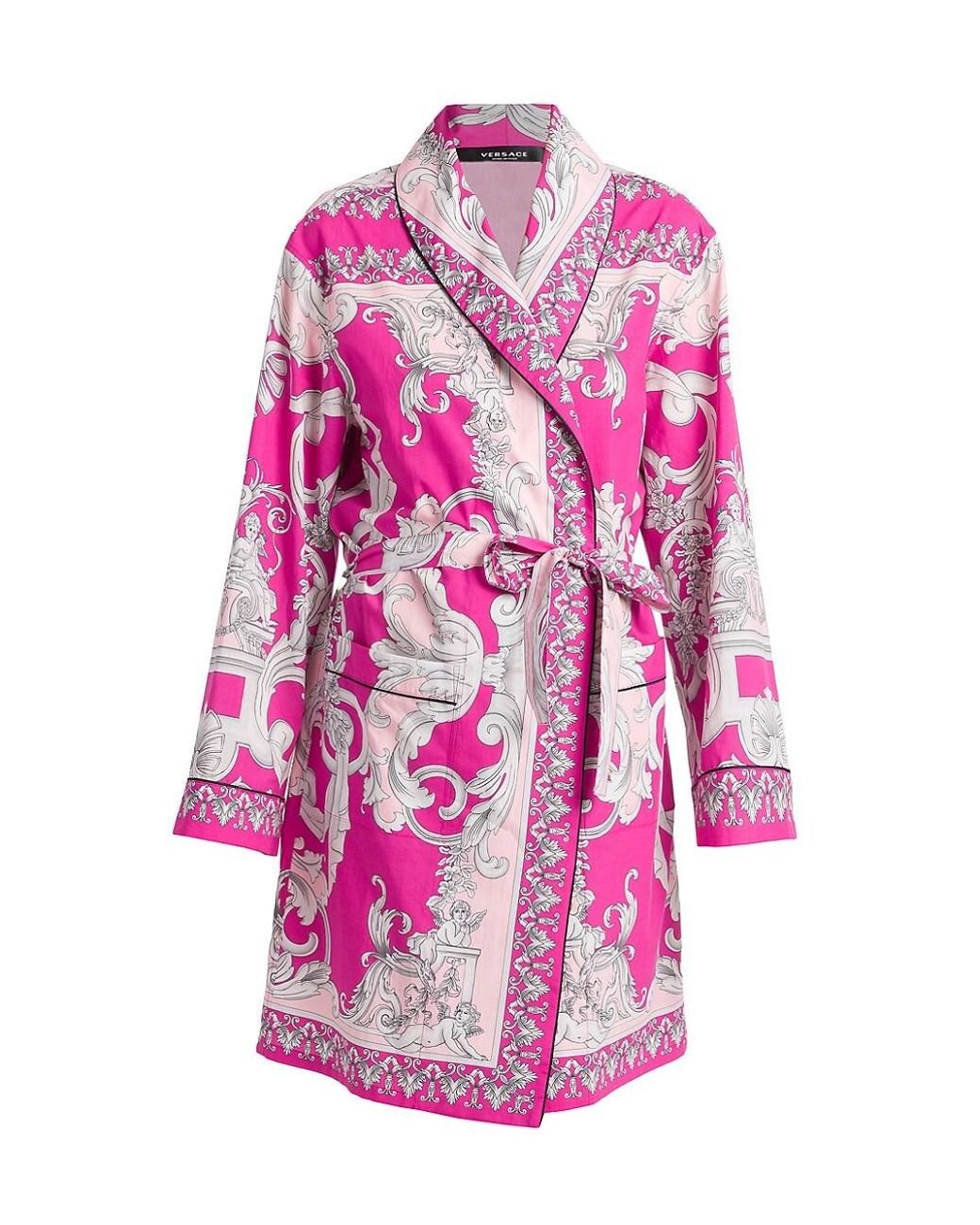 Versace Satin Silver Baroque Silk Robe in Pink Lyst