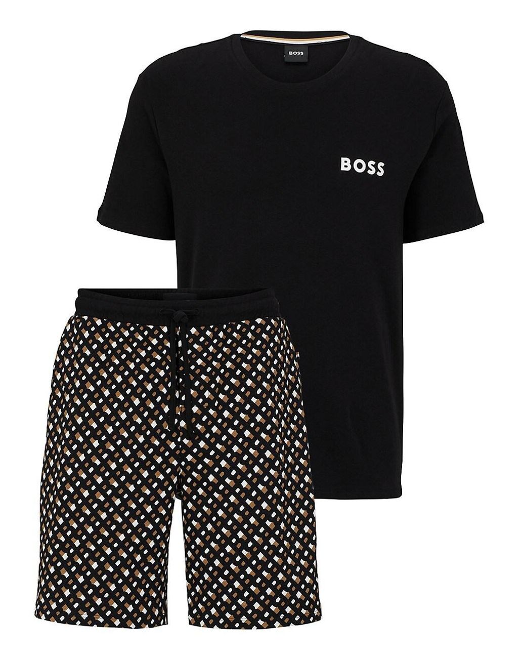BOSS by HUGO BOSS Organic-cotton Pajamas With Logo And Monograms in Black  for Men | Lyst