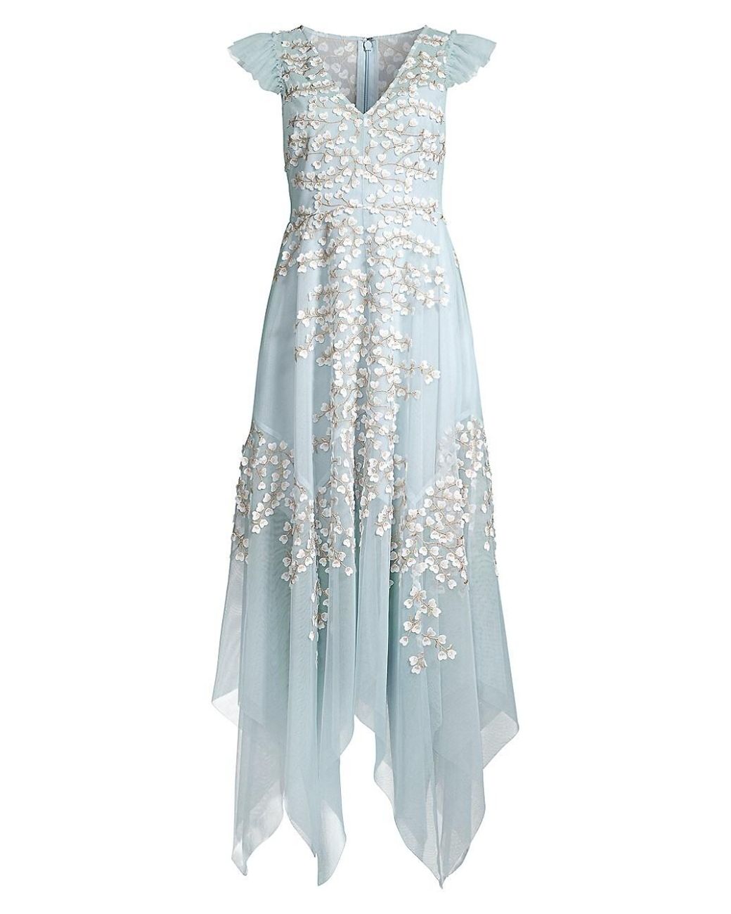 bcbgmaxazria strapless ruffled tulle gown