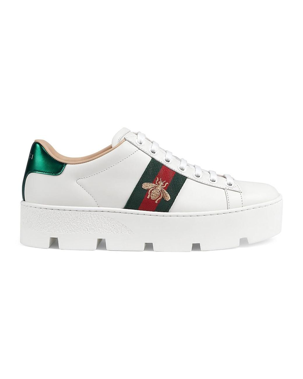 Gucci Leather Ace Embroidered Platform 