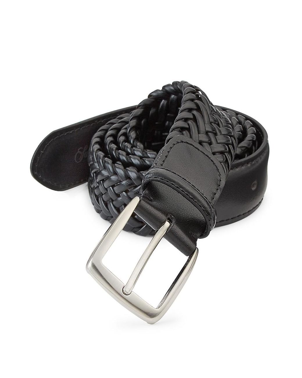 Saks Fifth Avenue Collection Braided Burnished Leather Belt in Black ...