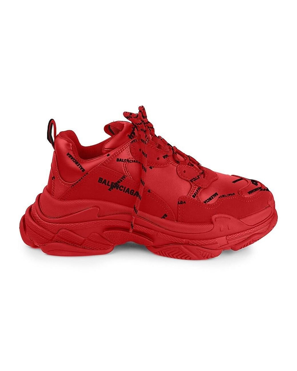 Balenciaga Allover Logo Triple S Sneakers in Red Black (Blue) for Men | Lyst