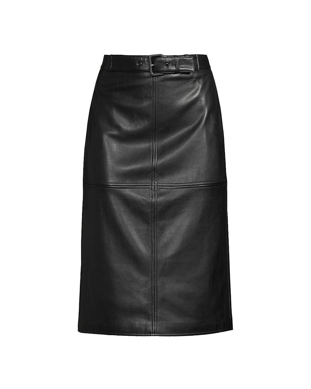 Elie Tahari Vegan Leather Midi-skirt in Black | Lyst