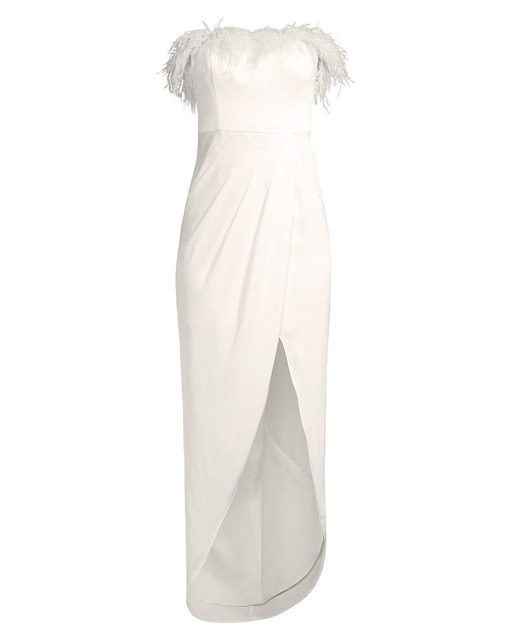 Aidan By Aidan Mattox Synthetic Feather Trim Strapless High-low Gown in ...