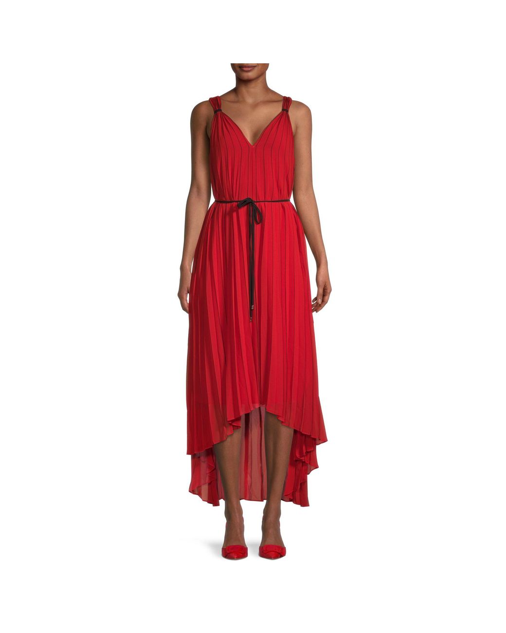 Ted Baker Synthetic Pleated Maxi A-line Dress in Red - Lyst