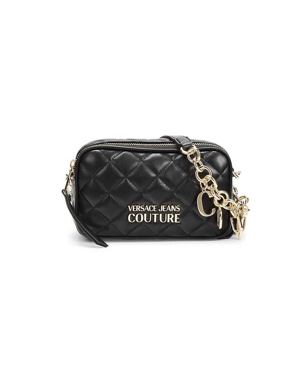 Versace Jeans Couture Logo Leather Crossbody Bag in Black | Lyst
