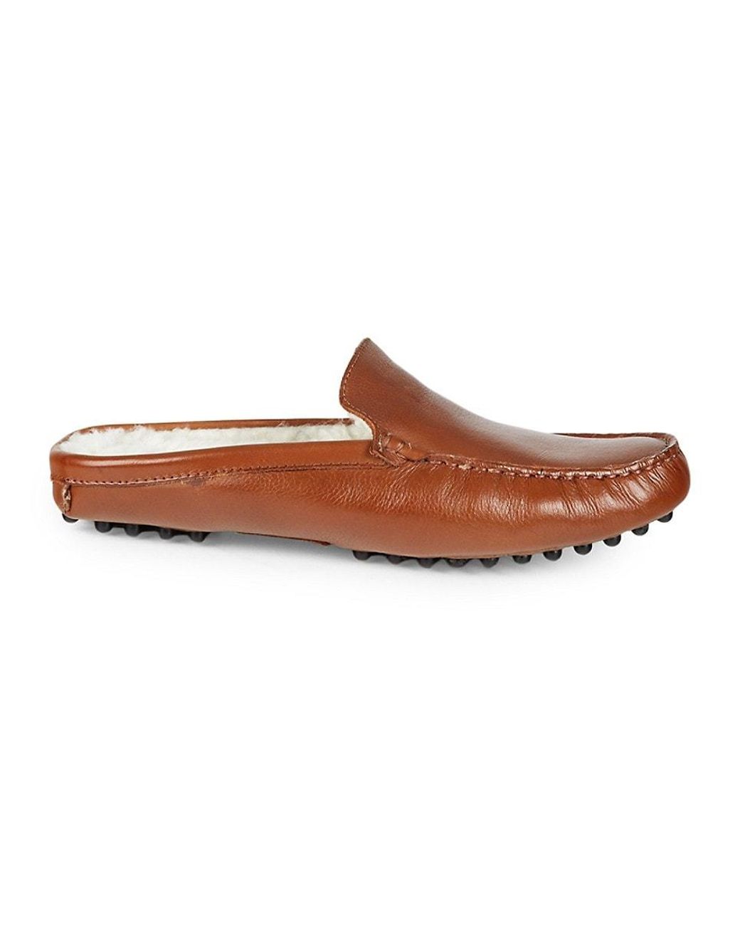 Massimo Matteo Leather & Faux Fur-lined Backless Driving Loafers in ...
