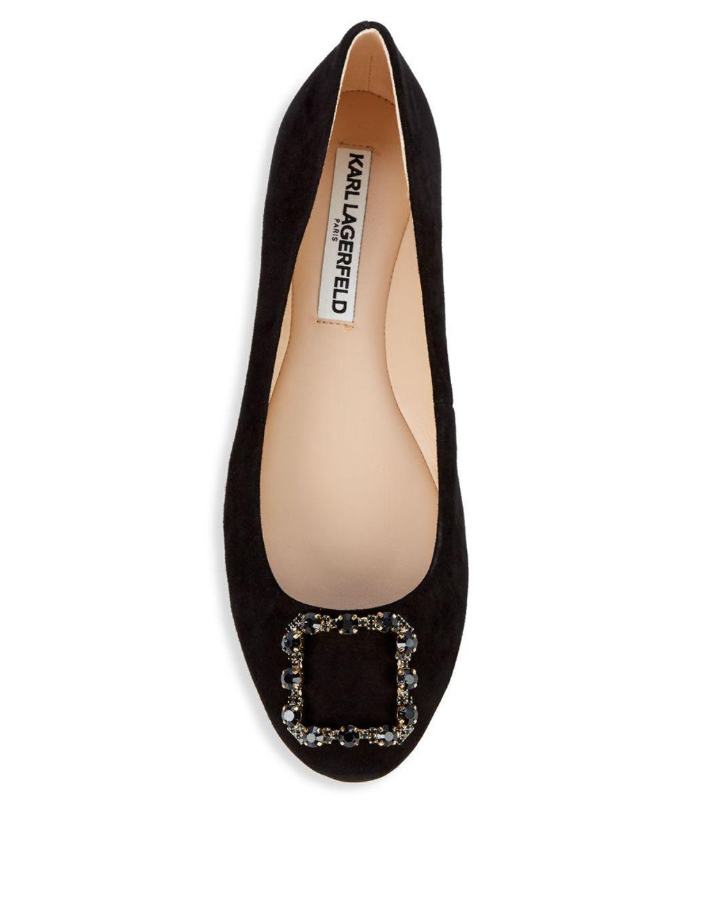 Karl Lagerfeld Embellished Suede Ballet Flats in Black | Lyst