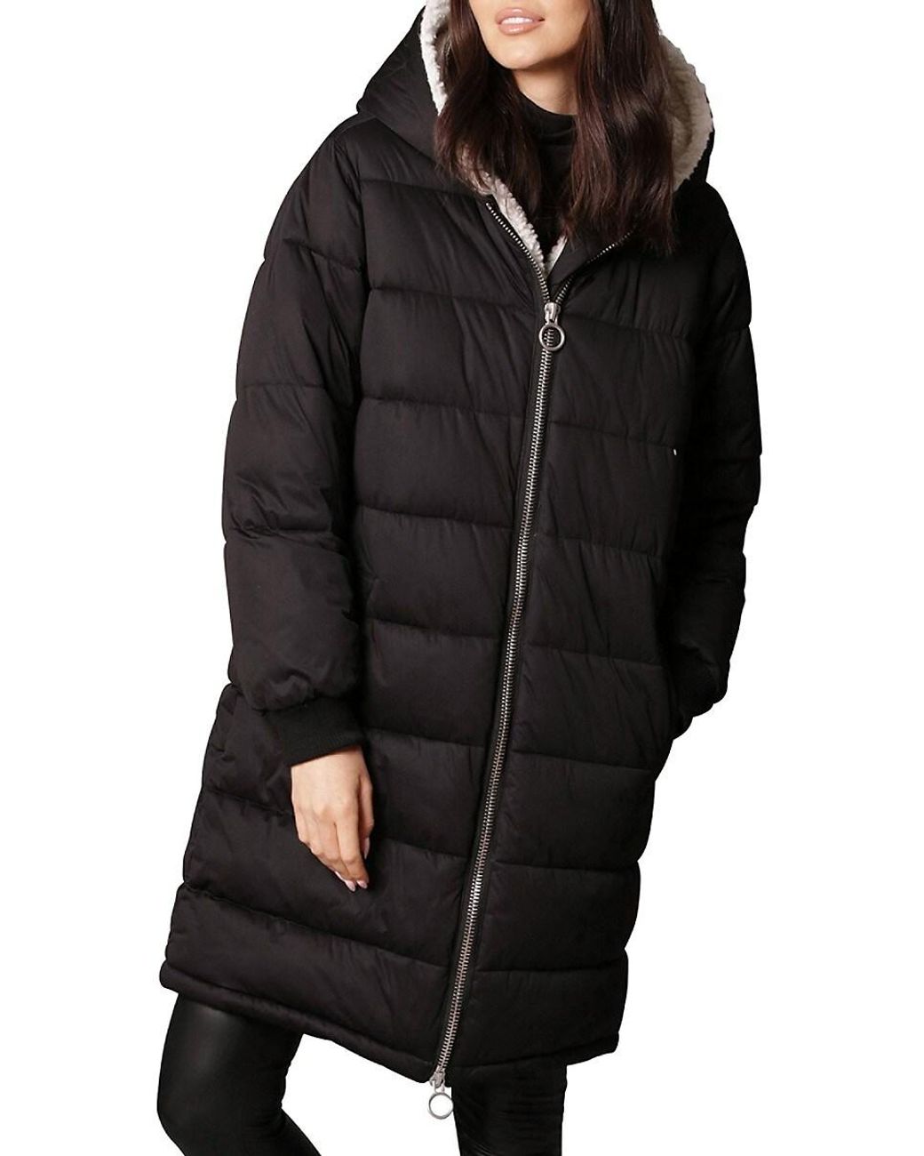 Avec Les Filles Thermal Pufftm Relaxed Fit Faux Fur Lined Hooded Puffer Jacket in Natural Lyst Australia