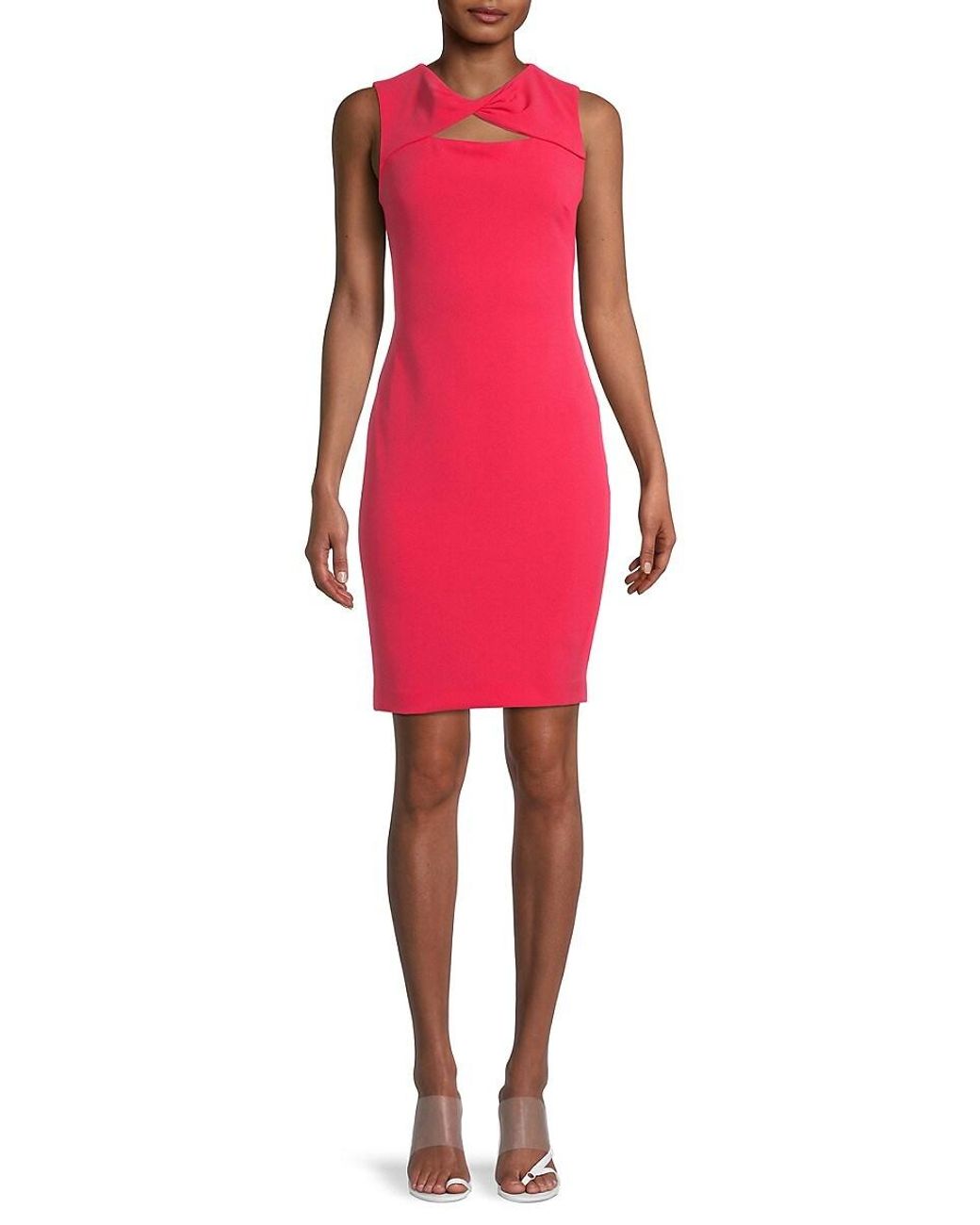 Calvin Klein Twist Cutout Sheath Dress in Red | Lyst Canada
