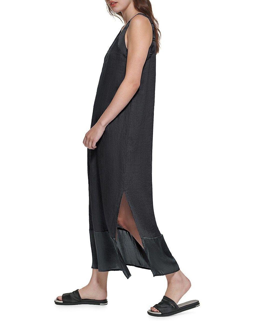 dkny white linen dress