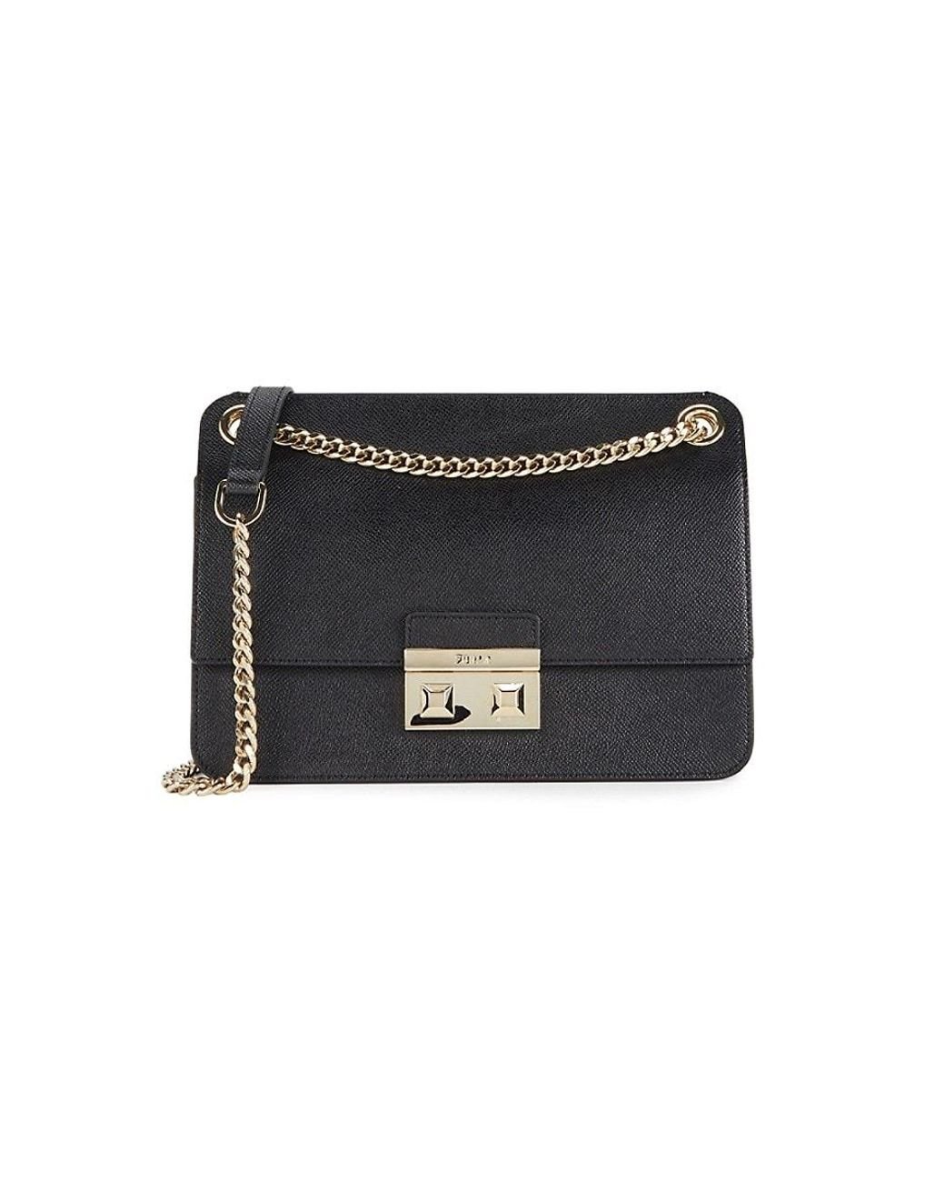 Furla Bella Small Leather Crossover Bag in Nero (Black) | Lyst