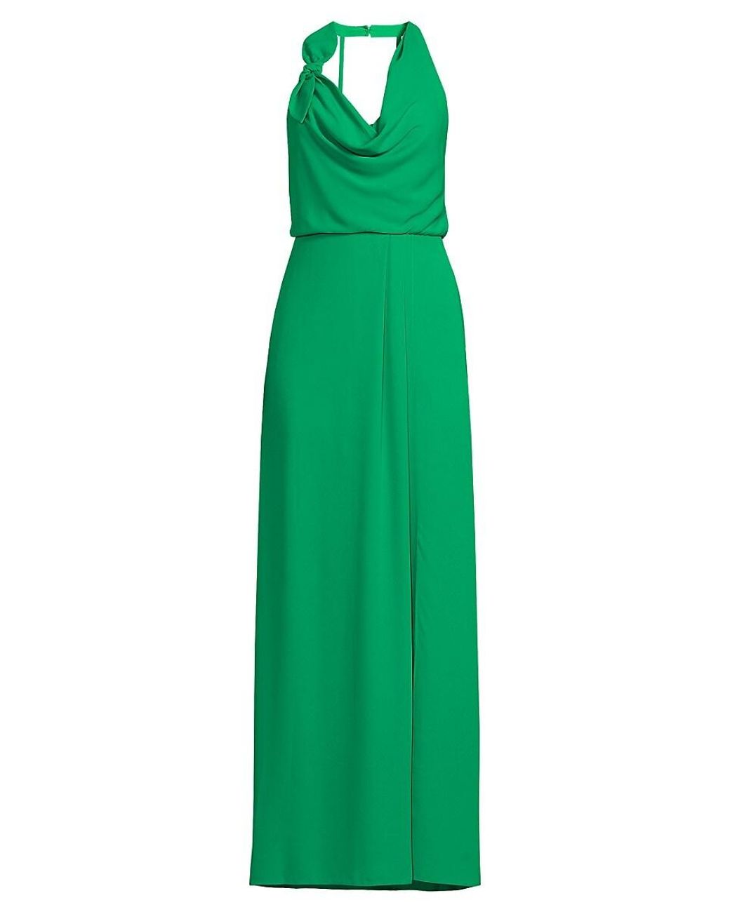 BCBGMAXAZRIA Cowl Neck Halter Gown in Green Lyst