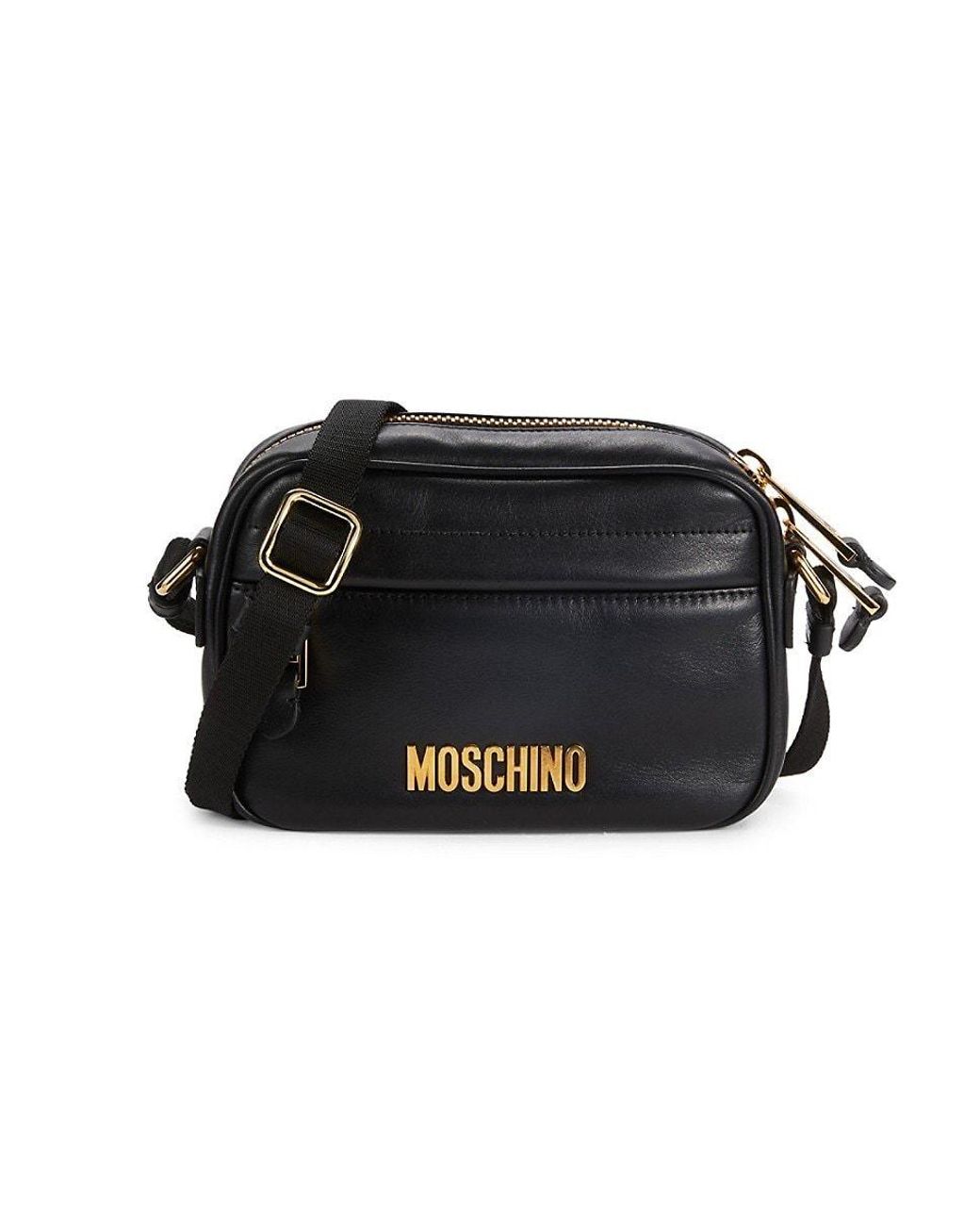 Moschino Logo Leather Messenger Bag in Black for Men Lyst