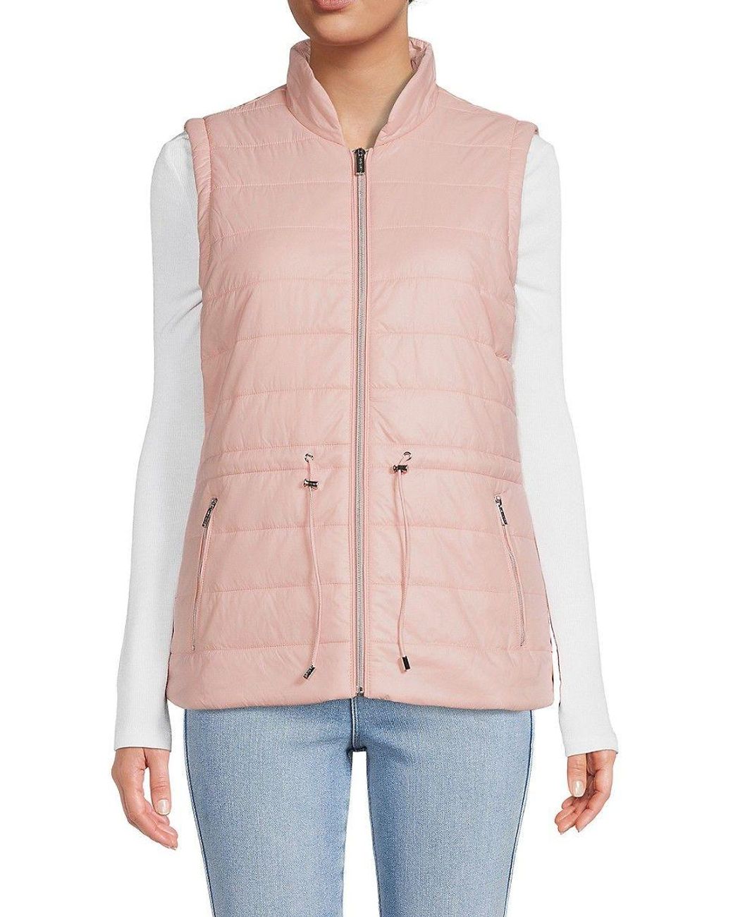 Calvin Klein Cinch Puffer Vest in Pink | Lyst