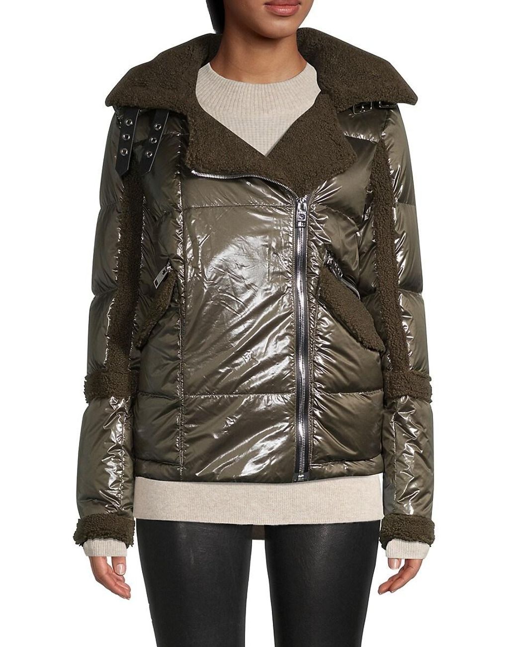 Nicole Benisti Geilo Faux Fur Down Moto Jacket in Black | Lyst