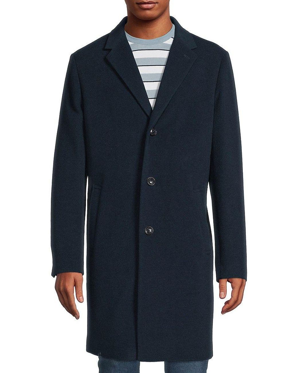 Tommy Hilfiger Addison Wool Blend Single Breasted Coat in Blue for Men ...
