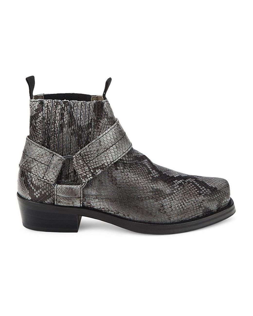AllSaints Abbot Snakeskin Print Leather Ankle Boots in Black Lyst