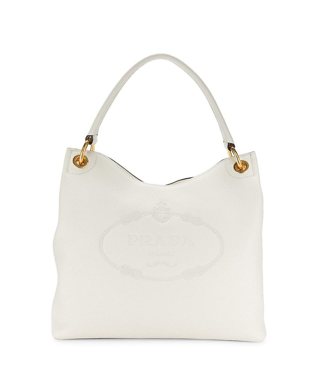 Prada embossed logo handbag sale