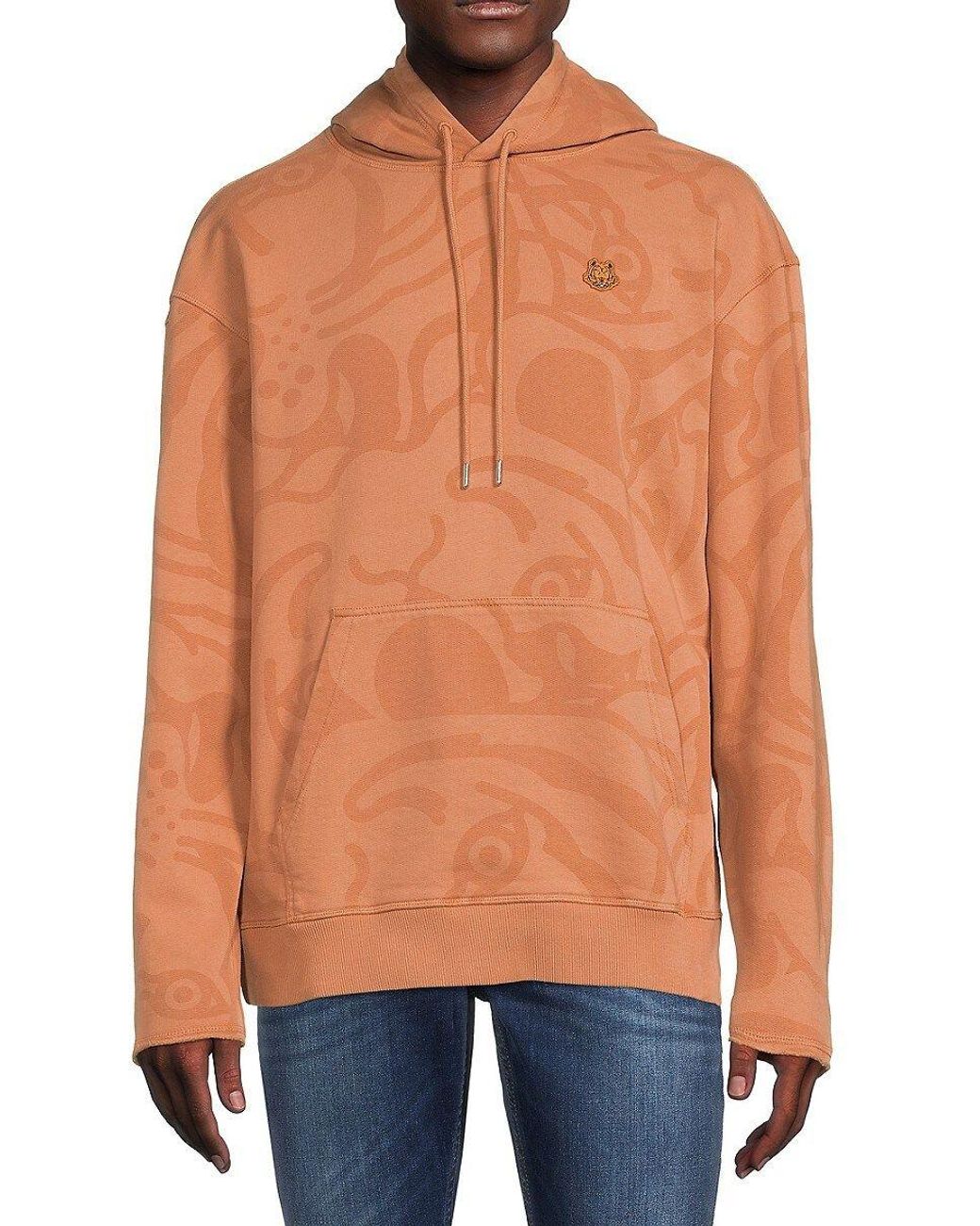 KENZO Abstract Dropped Shoulder Hoodie in Orange for Men Lyst