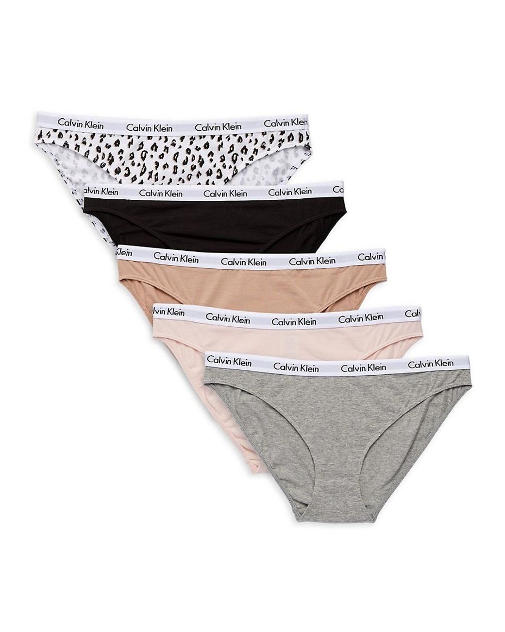 Calvin Klein Cotton 5-pack Logo-waist Bikini Panties in White Womens Lingerie Calvin Klein Lingerie 