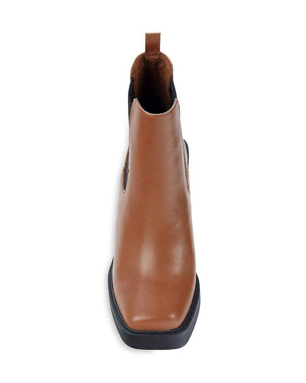 MIA Dru Leather Block Heel Chelsea Boots in Brown | Lyst